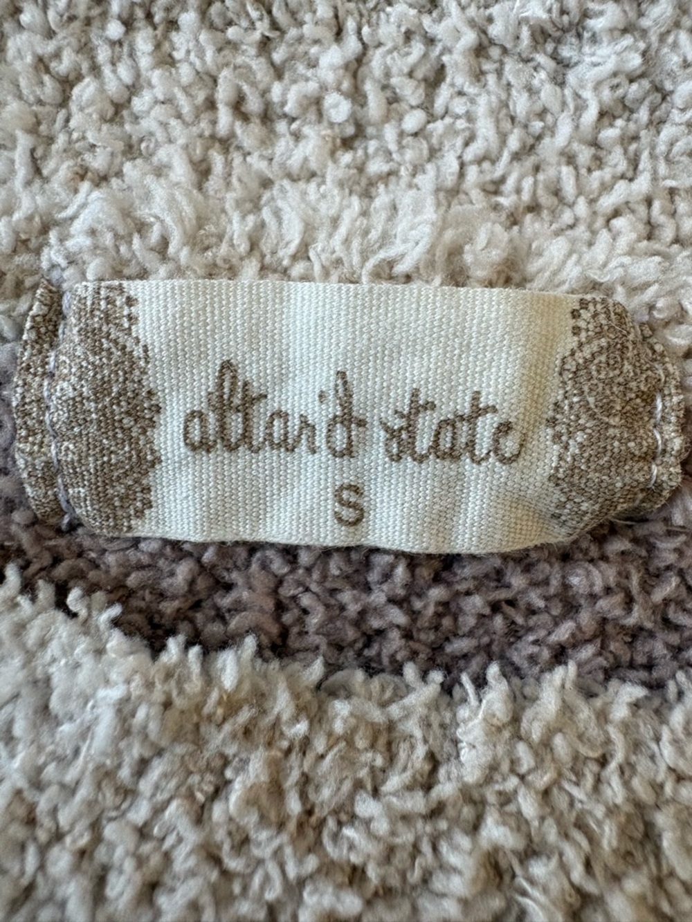 Altar'd State Cream and Taupe Striped Long Sleeve Pullover - Picture 2 of 7